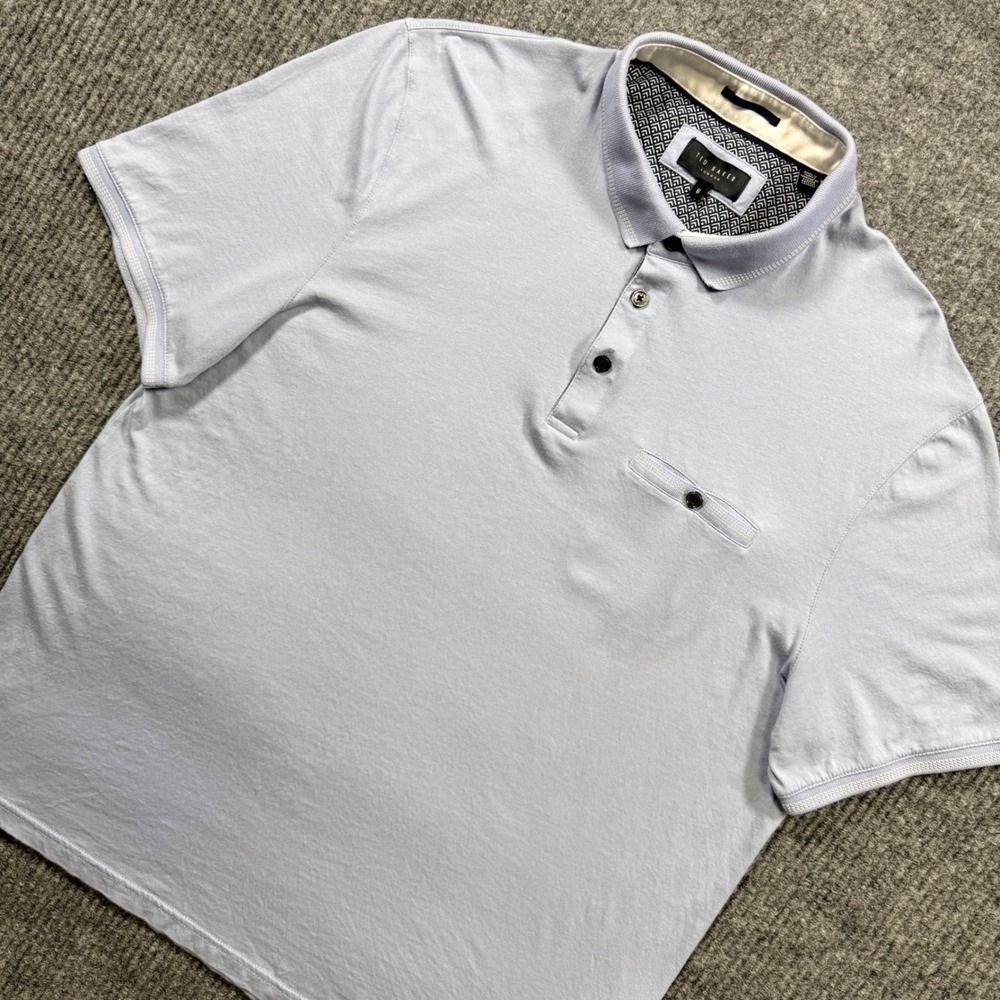 Ted Baker London Mens Tortila Polo Shirt Light Blue Cotton Modal Size 6 XXL